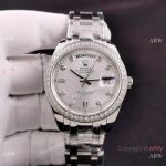 Rolex Day Date Replica Special Edition Stainless Steel Diamond Bezel Watch 36mm